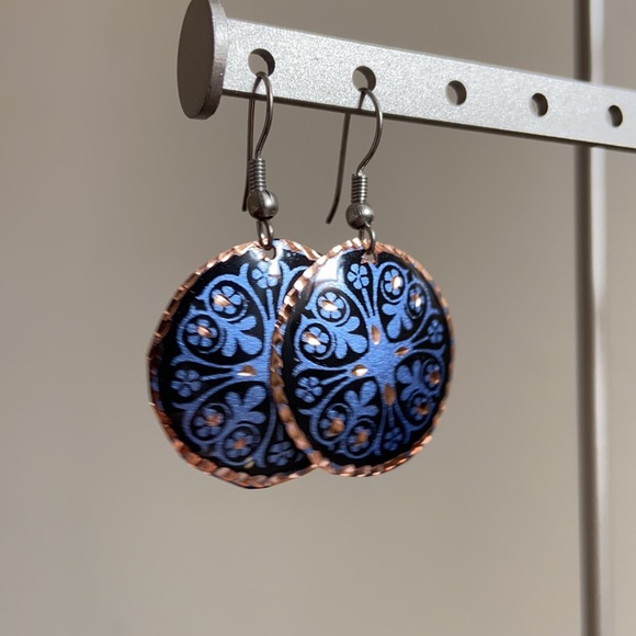 Handmade Turkish Copper Earrings - Picture 3 of 7